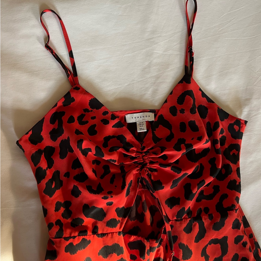 Topshop Red Printed Dress